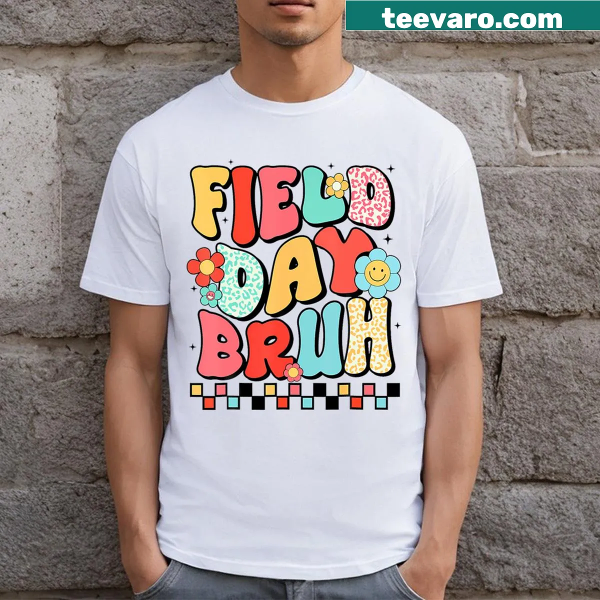 Funny teacher T-shirt with the phrase 'Bruh, Groovy!' for Field Day — on a men's t-shirt