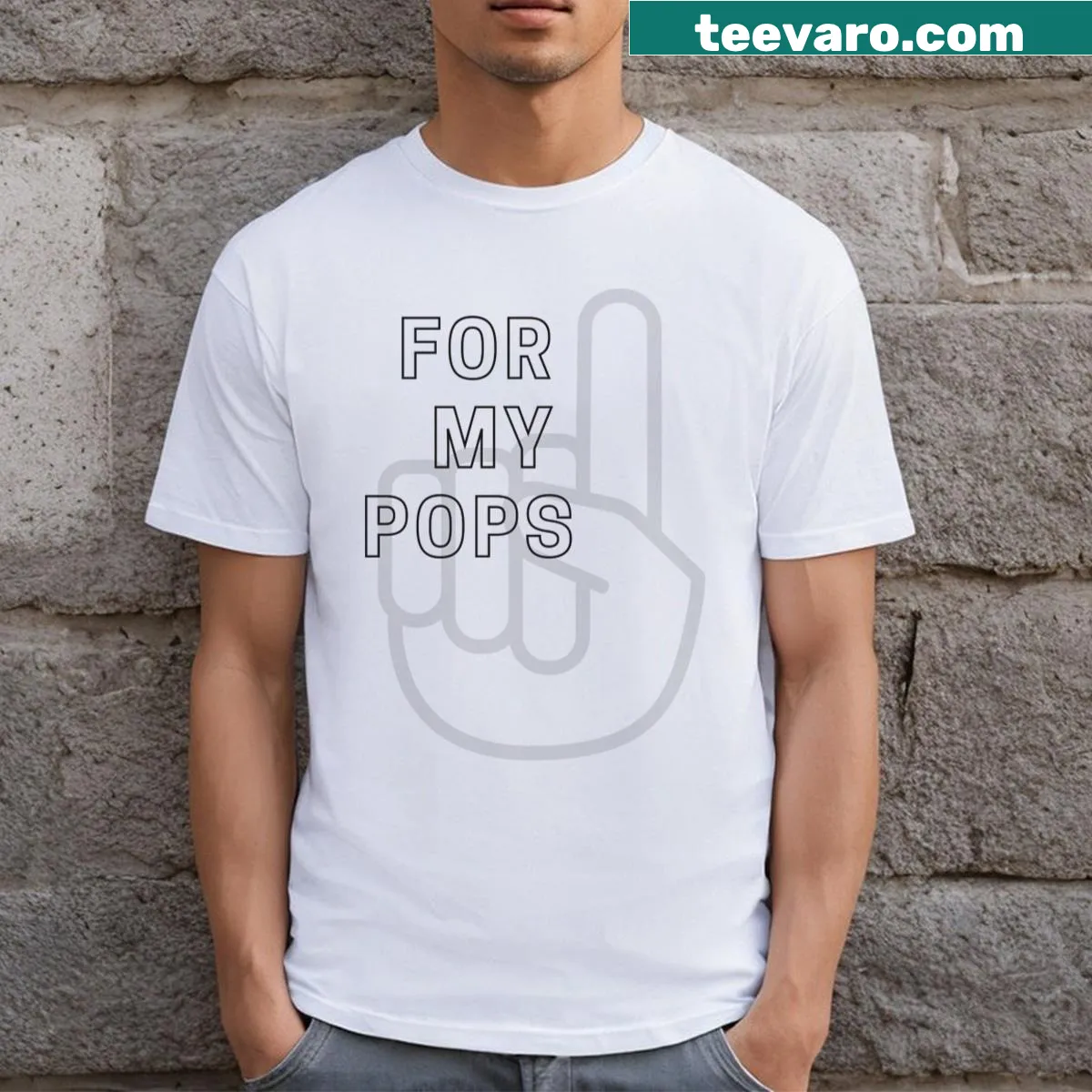 T-shirt with heartfelt 'For My Pops' text design — on a men's t-shirt