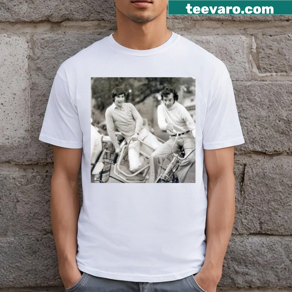 Funny motorsport-themed t-shirt honoring Cevert and Beltoise — on a men's t-shirt