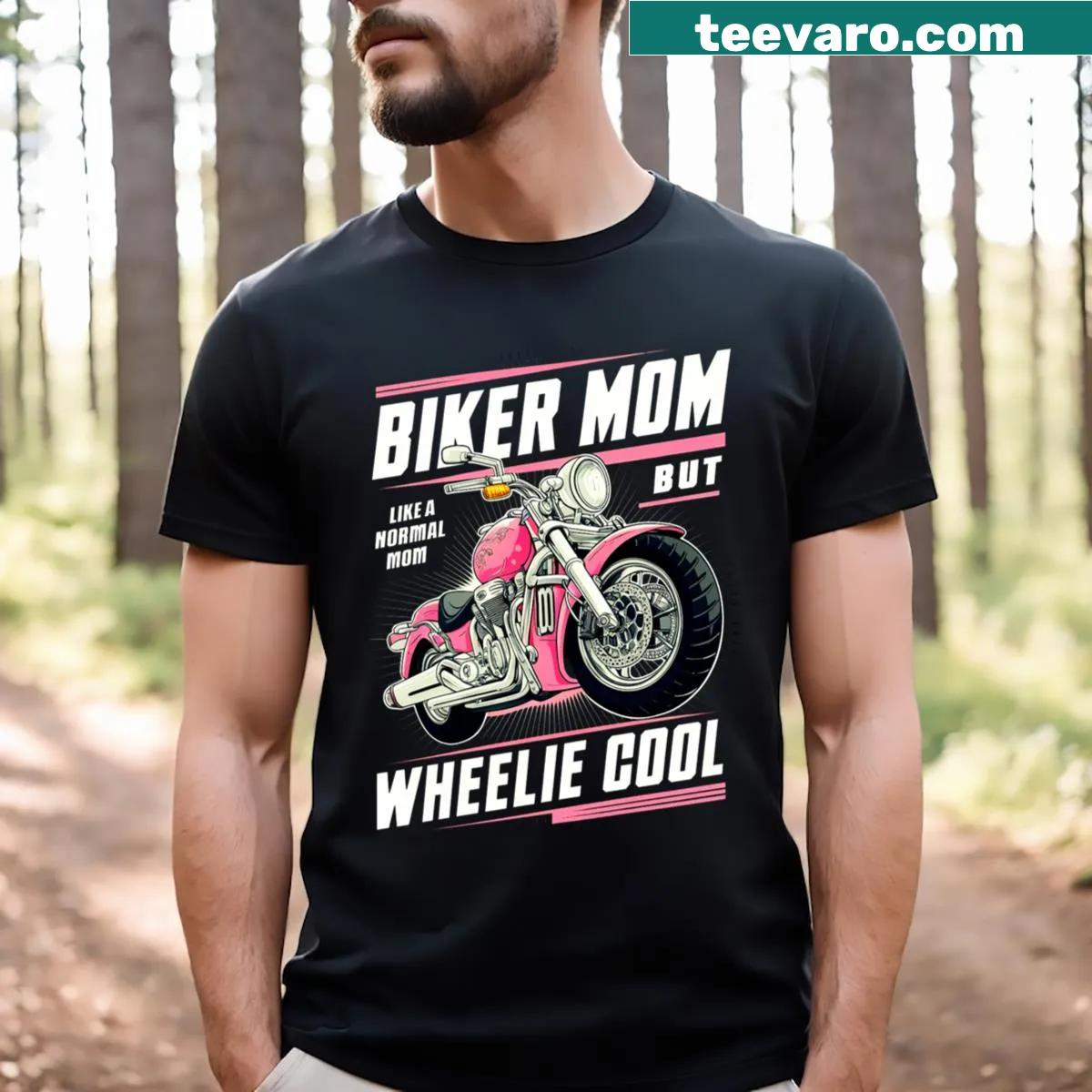 Funny biker mom T-shirt with a humorous graphic about being cool — on a men's t-shirt