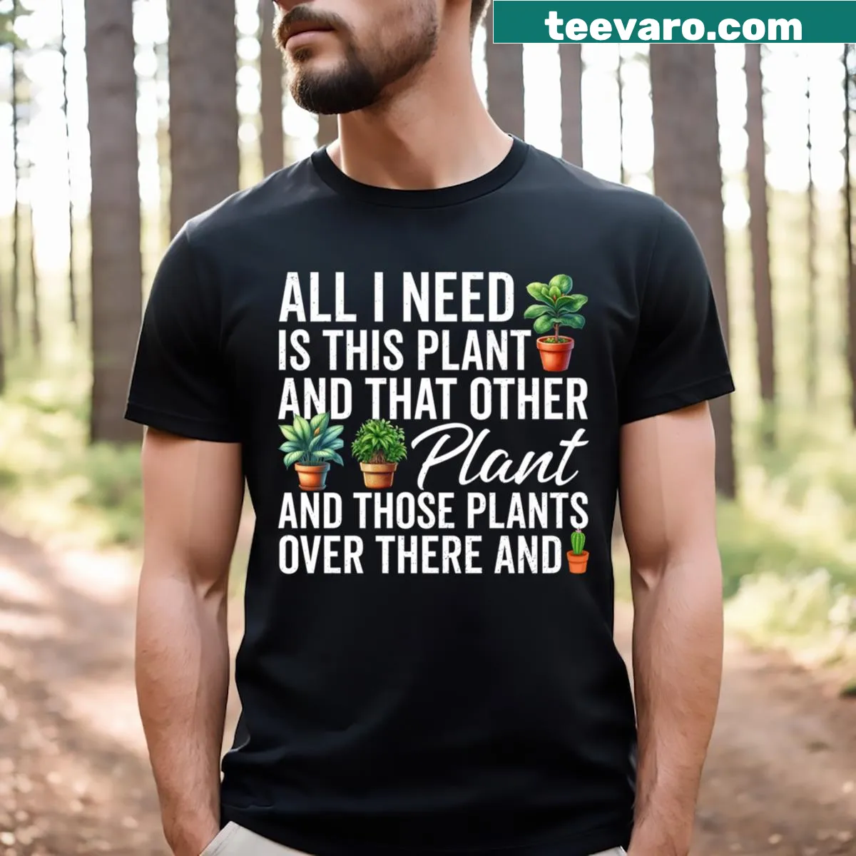 Illustration of a plant with the phrase on a humorous T-shirt — on a men's t-shirt