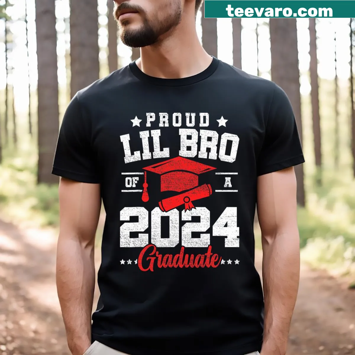 Funny graduation shirt for proud little brothers — on a men's t-shirt