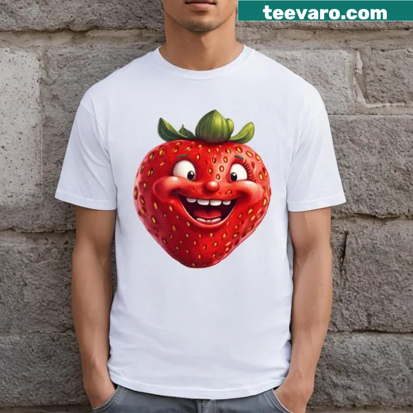 Funny strawberry-themed T-shirt with humorous graphic