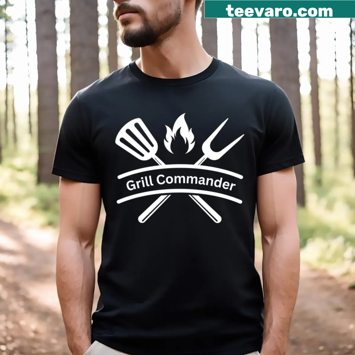 Funny Grill Commander T-shirt with grill graphics — on a men's t-shirt