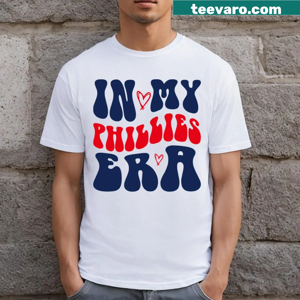 Phillies T-shirt displaying team pride in typography design — on a men's t-shirt