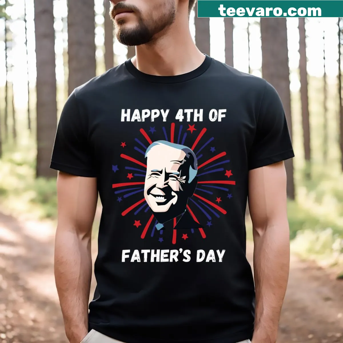Funny Father's Day and Fourth of July T-shirt featuring Joe Biden — on a men's t-shirt