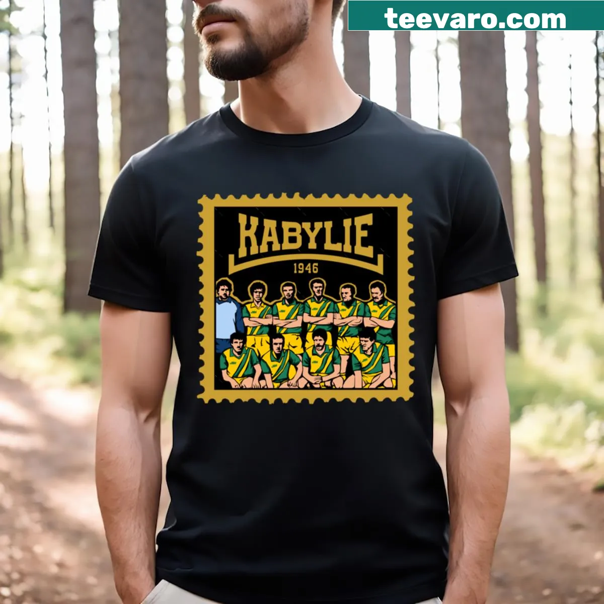 Cartoon illustration of a jumbo jet flying in the sky — on a men's t-shirt