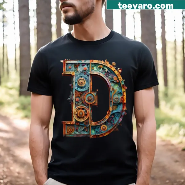 Bold letter D graphic on a minimalist T-shirt