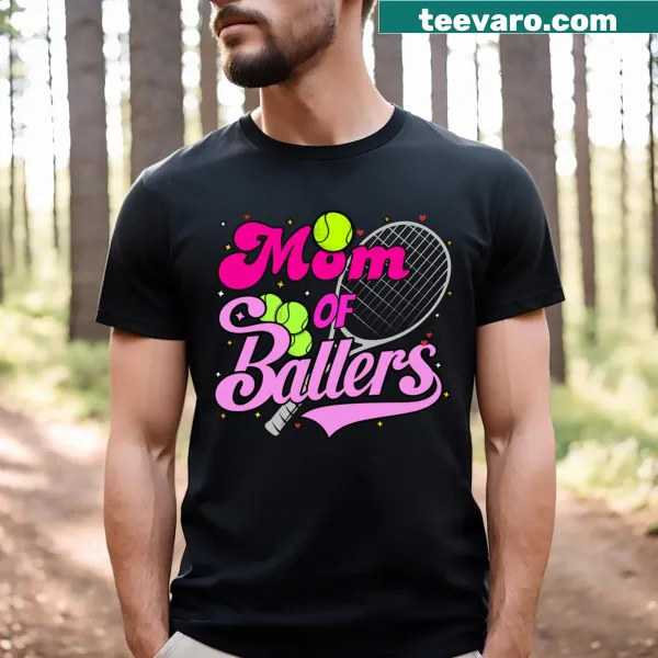 Funny tennis mom t-shirt with racket and ball graphic