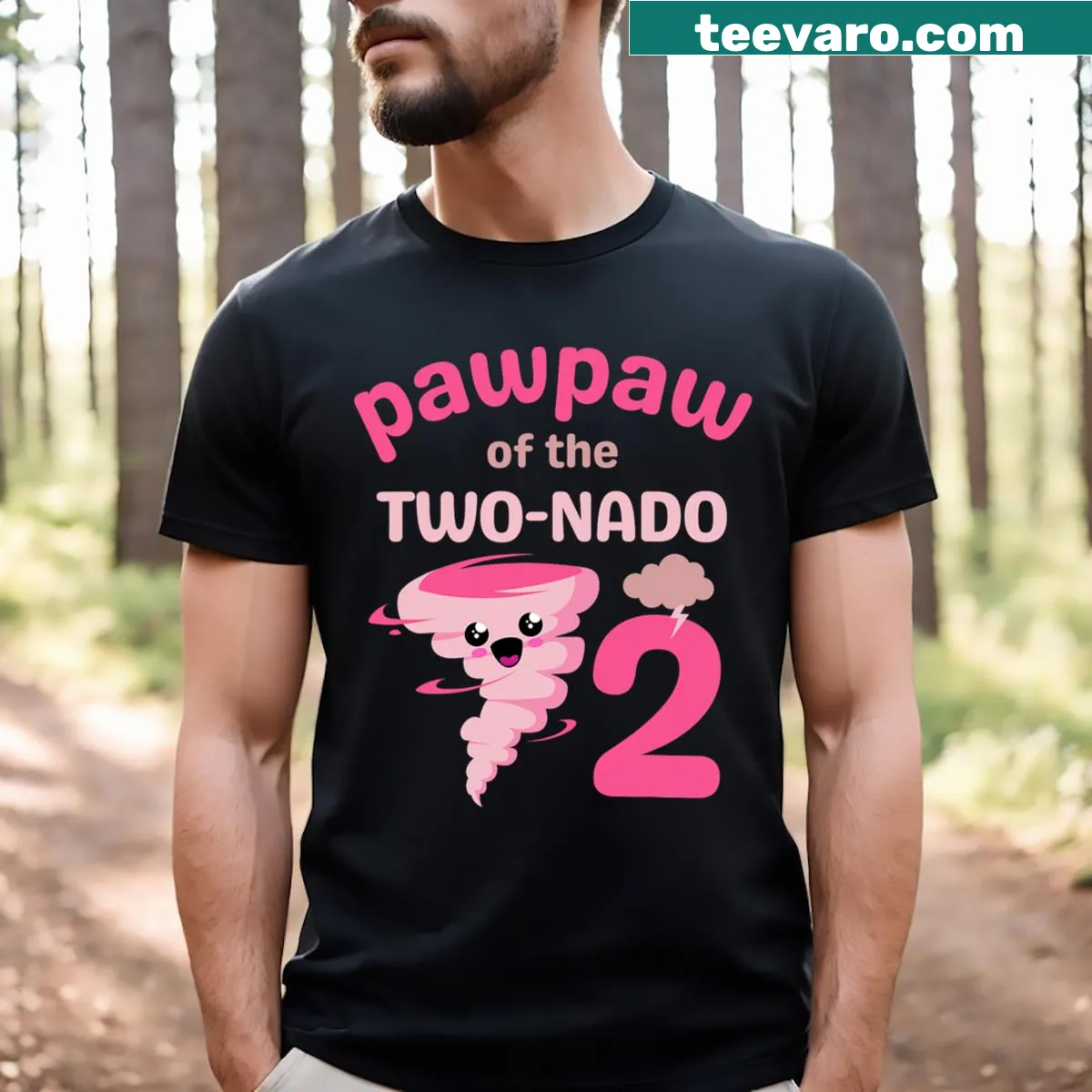 T-shirt with a tornado theme celebrating Pawpaw and a child's 2nd birthday — on a men's t-shirt