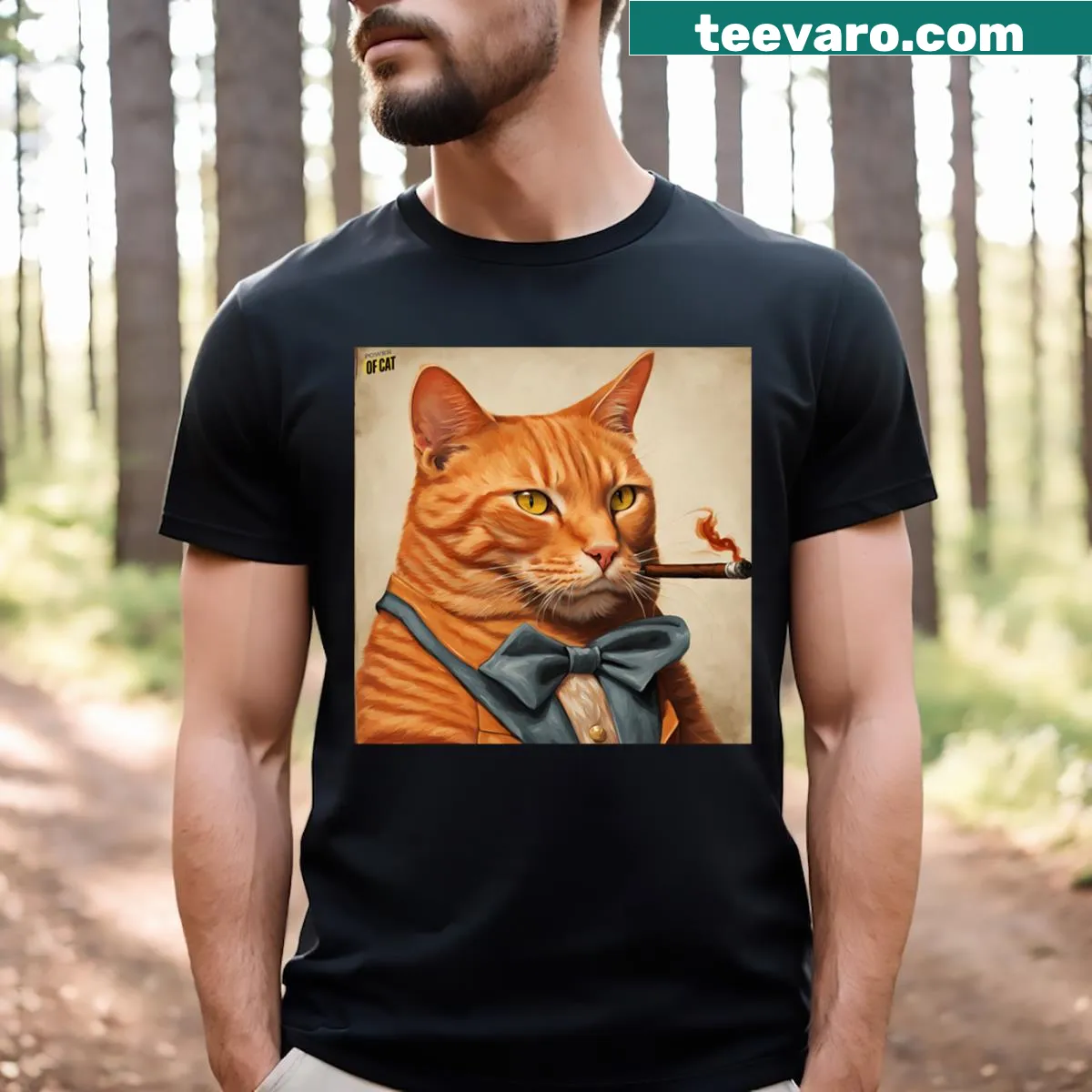 Inspirational T-shirt celebrating the power of cats with typography — on a men's t-shirt