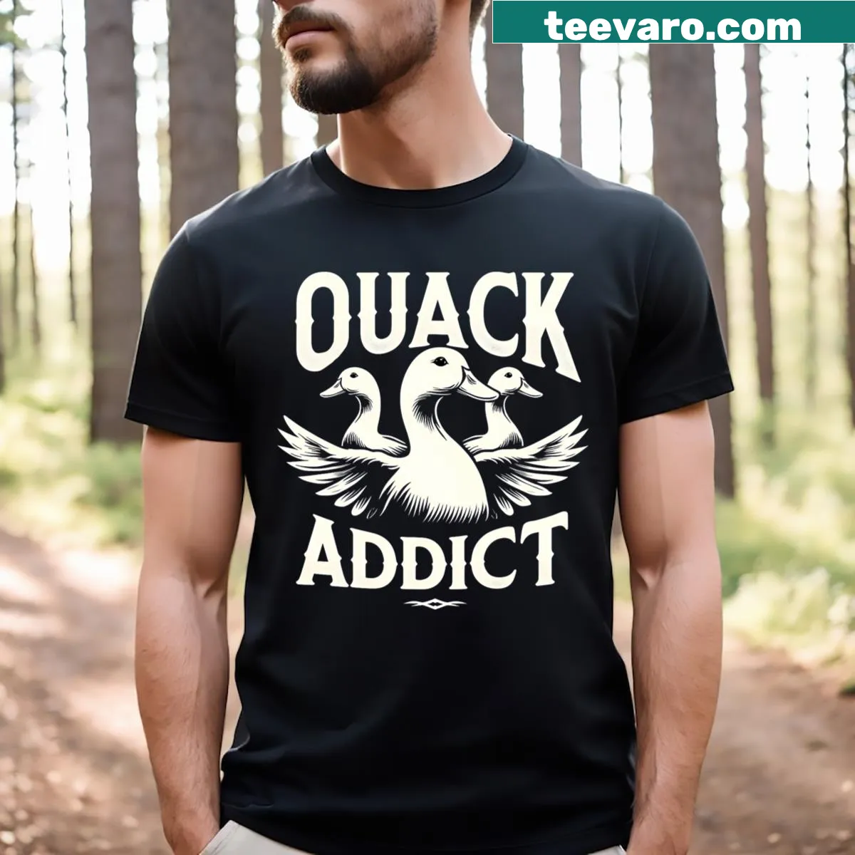 Cartoon duck graphic with humorous text for duck lovers. — on a men's t-shirt