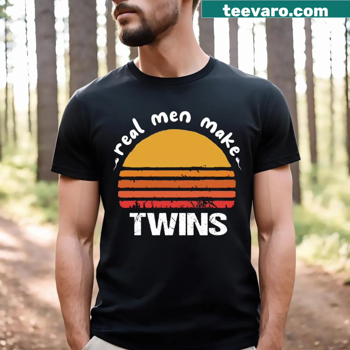 Funny Real Men Make Twins design on a T-shirt — on a men's t-shirt