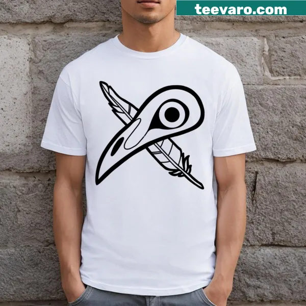 Illustration of a crow in flight on a Skyseeker T-shirt