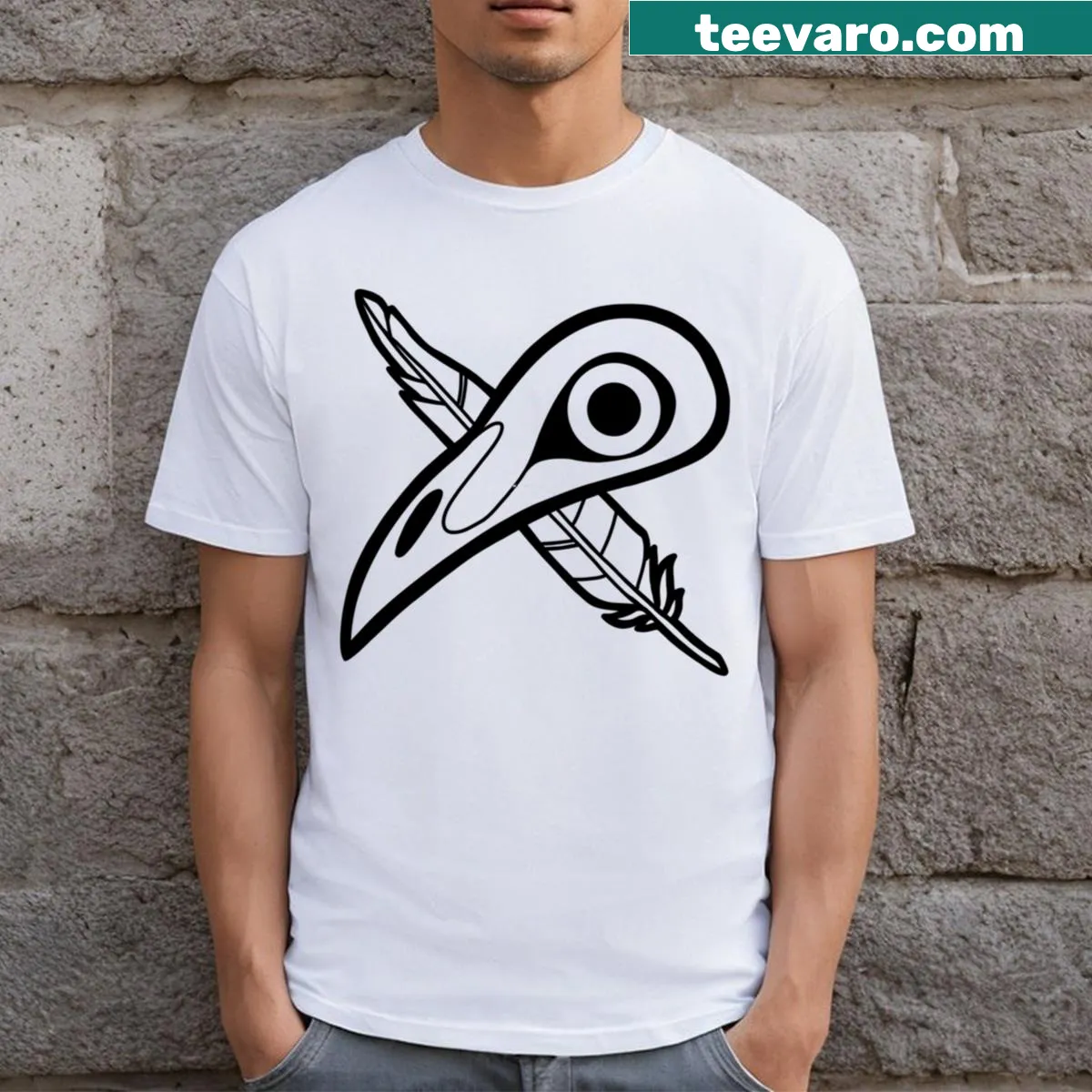 Illustration of a crow in flight on a Skyseeker T-shirt — on a men's t-shirt