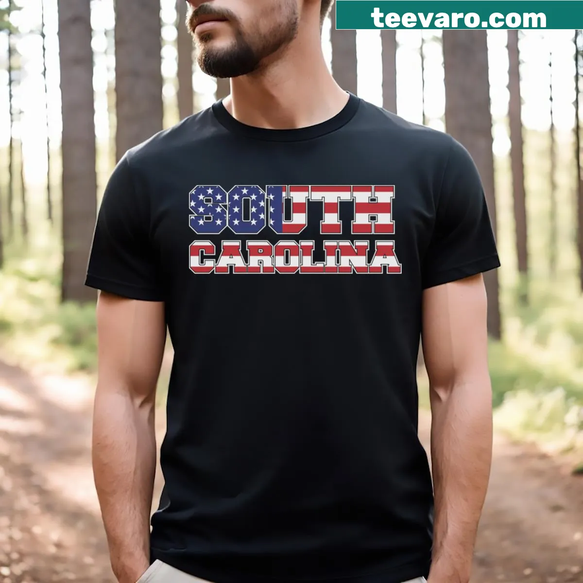 South Carolina state flag design on a T-shirt — on a men's t-shirt