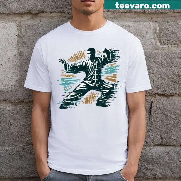 Tai Chi themed t-shirt featuring artistic movement designs