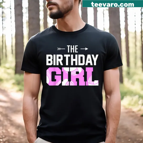 Birthday Girl T-shirt featuring volleyball graphics for family matching