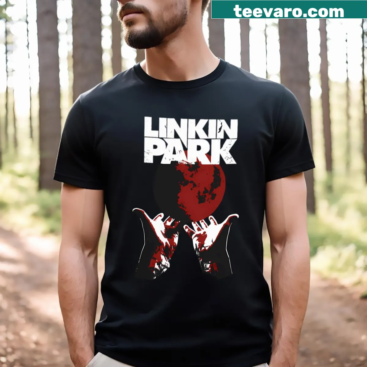 Graphic design dedicated to Linkin Park on a T-shirt — on a men's t-shirt