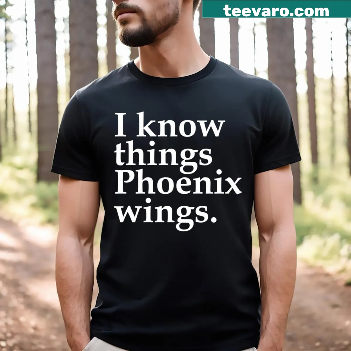 Illustration of a phoenix with wings spread wide on a t-shirt. — on a men's t-shirt