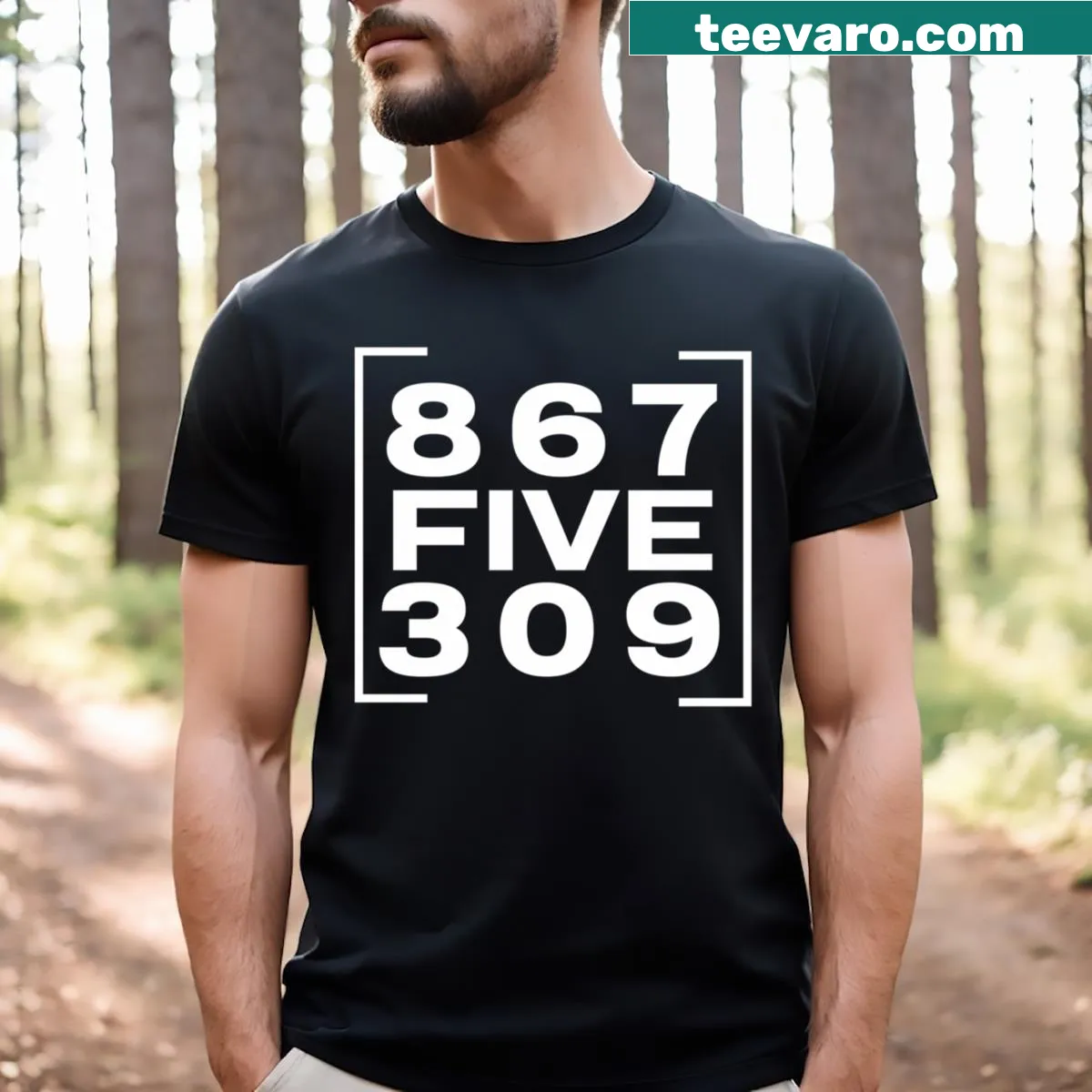 Vintage-style t-shirt with '867-5309' text in retro design — on a men's t-shirt