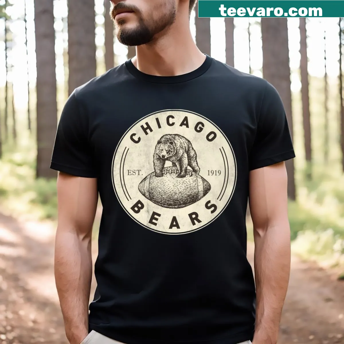 Vintage T-shirt featuring the Chicago Bears emblem — on a men's t-shirt