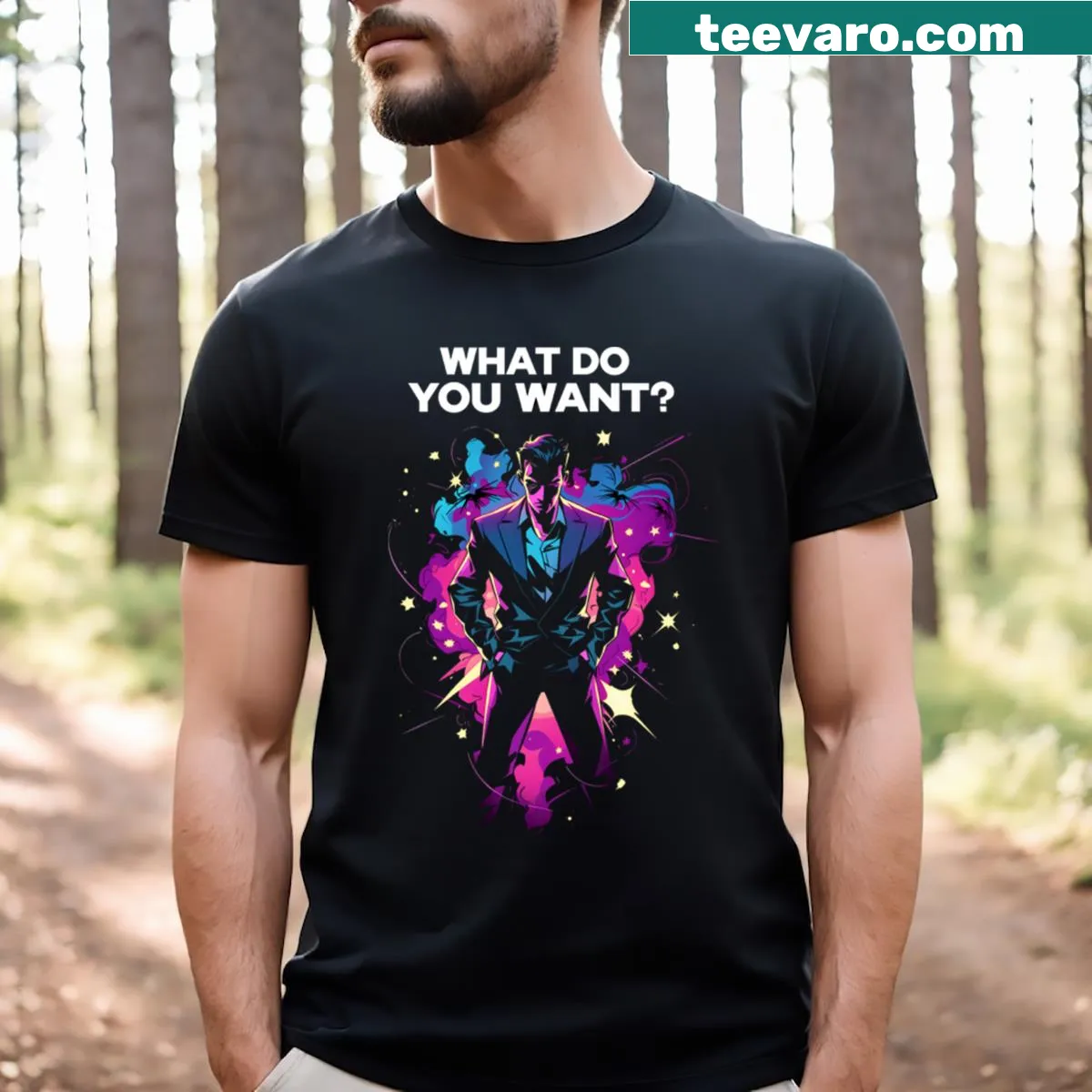 Sci-fi themed t-shirt with intriguing text design — on a men's t-shirt