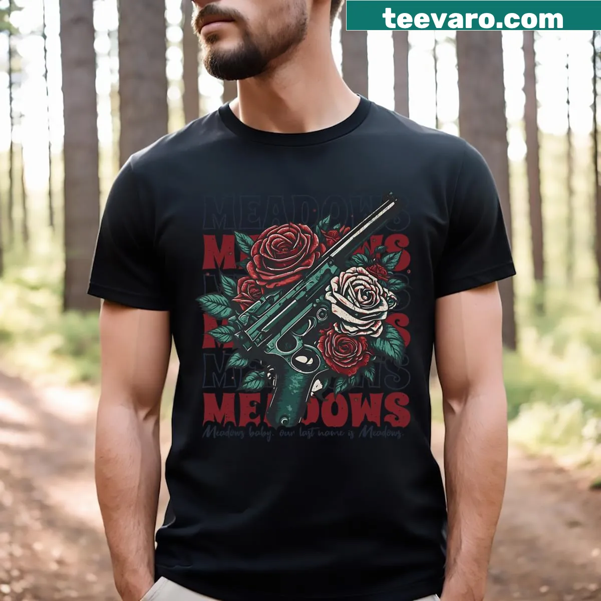 Vintage-style Zade Meadows graphic t-shirt — on a men's t-shirt