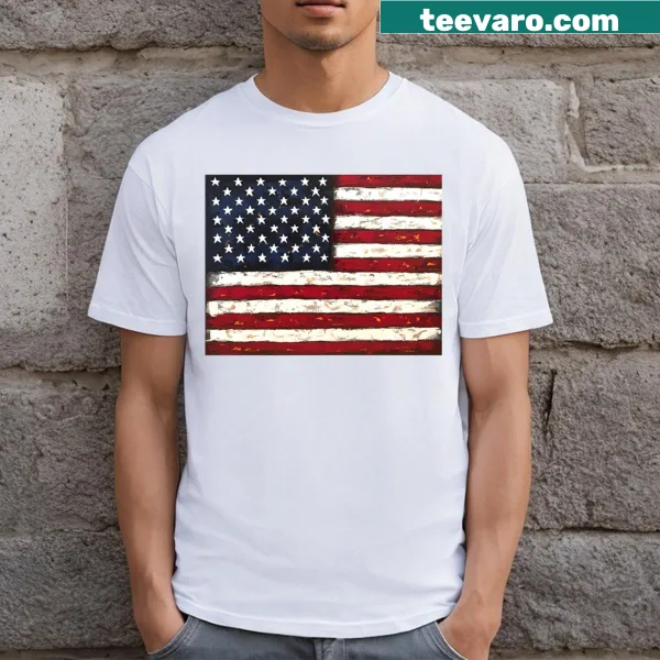 T-shirt featuring the American flag design in a classic style