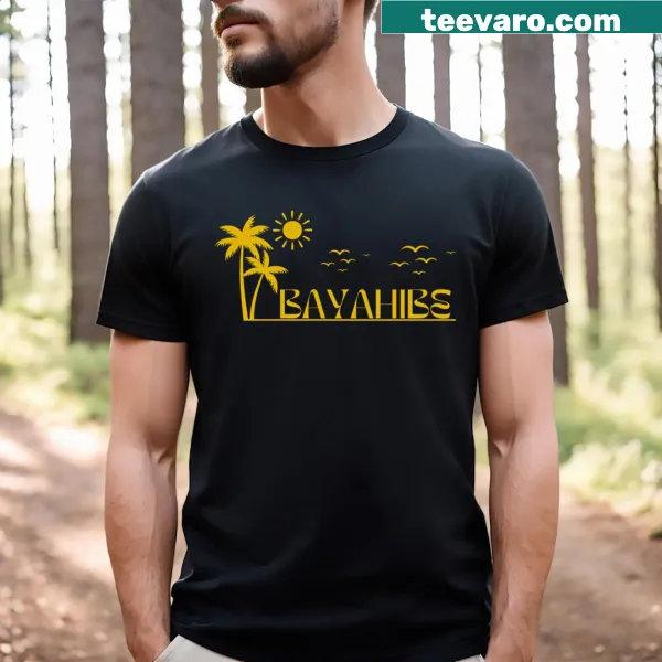 Illustrative Bayahibe Sunset shirt depicting a sunset over the sea