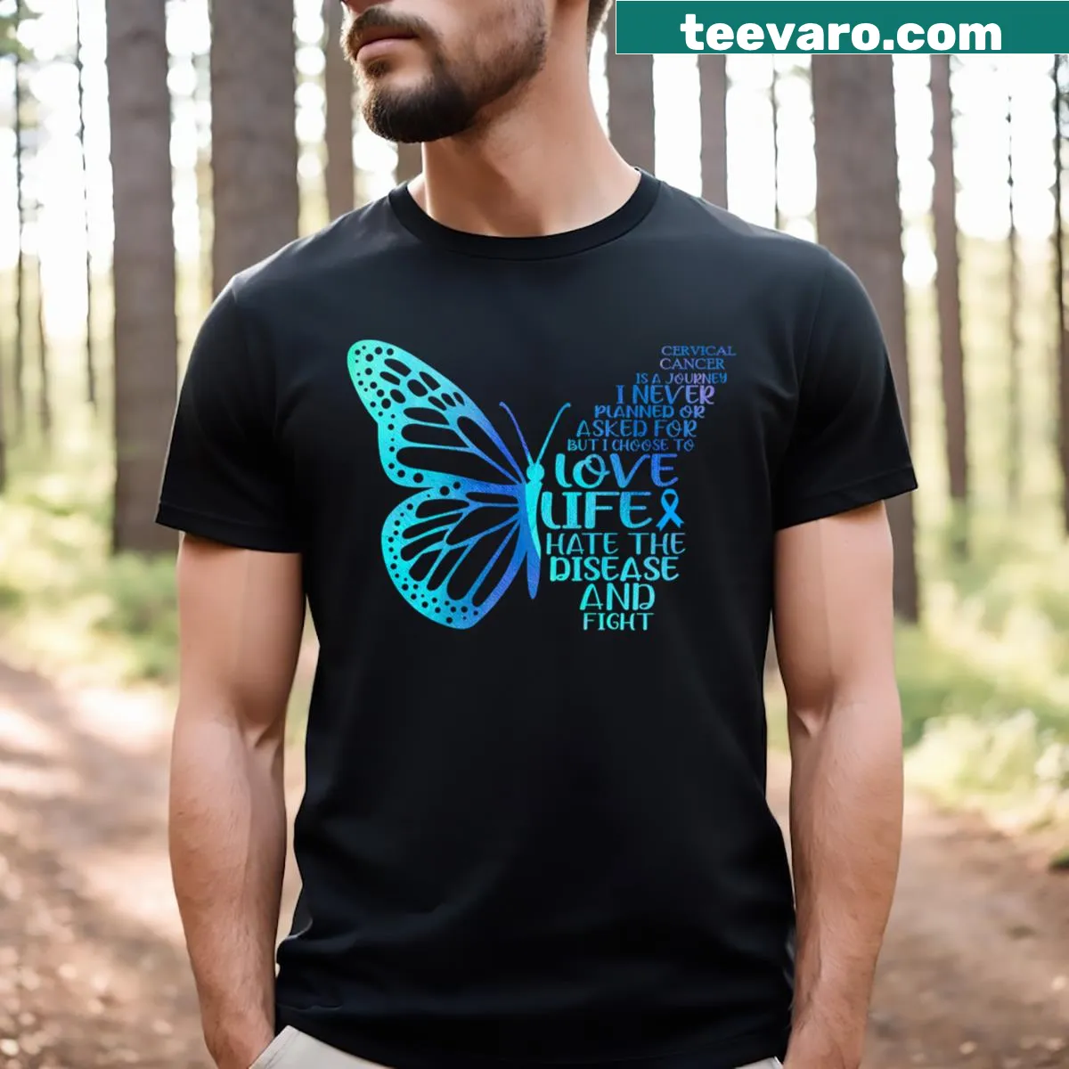 Inspirational T-shirt with a message about resilience and cancer awareness. — on a men's t-shirt