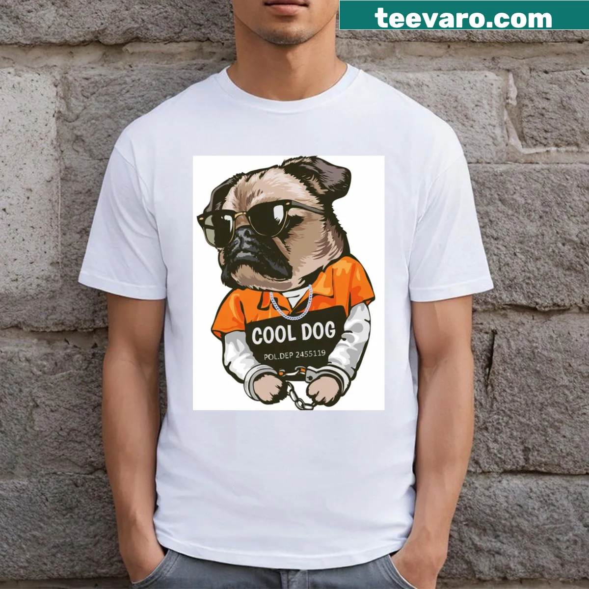 Cute cartoon dog design on a t-shirt — on a men's t-shirt