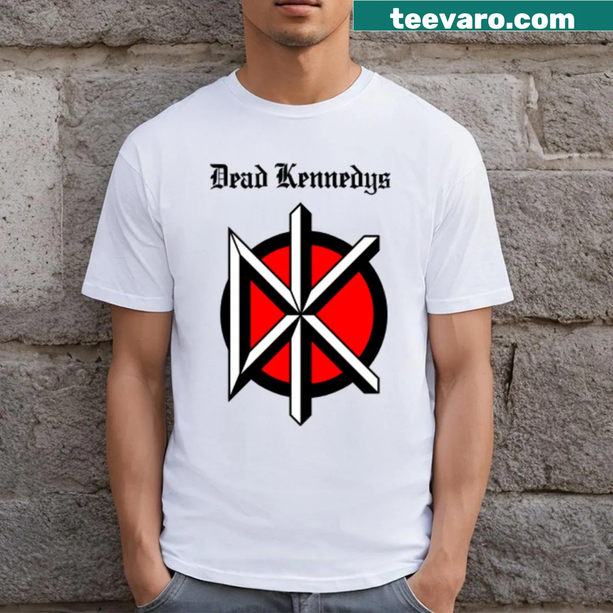 Bold Dead Kennedys band logo on a stylish t-shirt — on a men's t-shirt