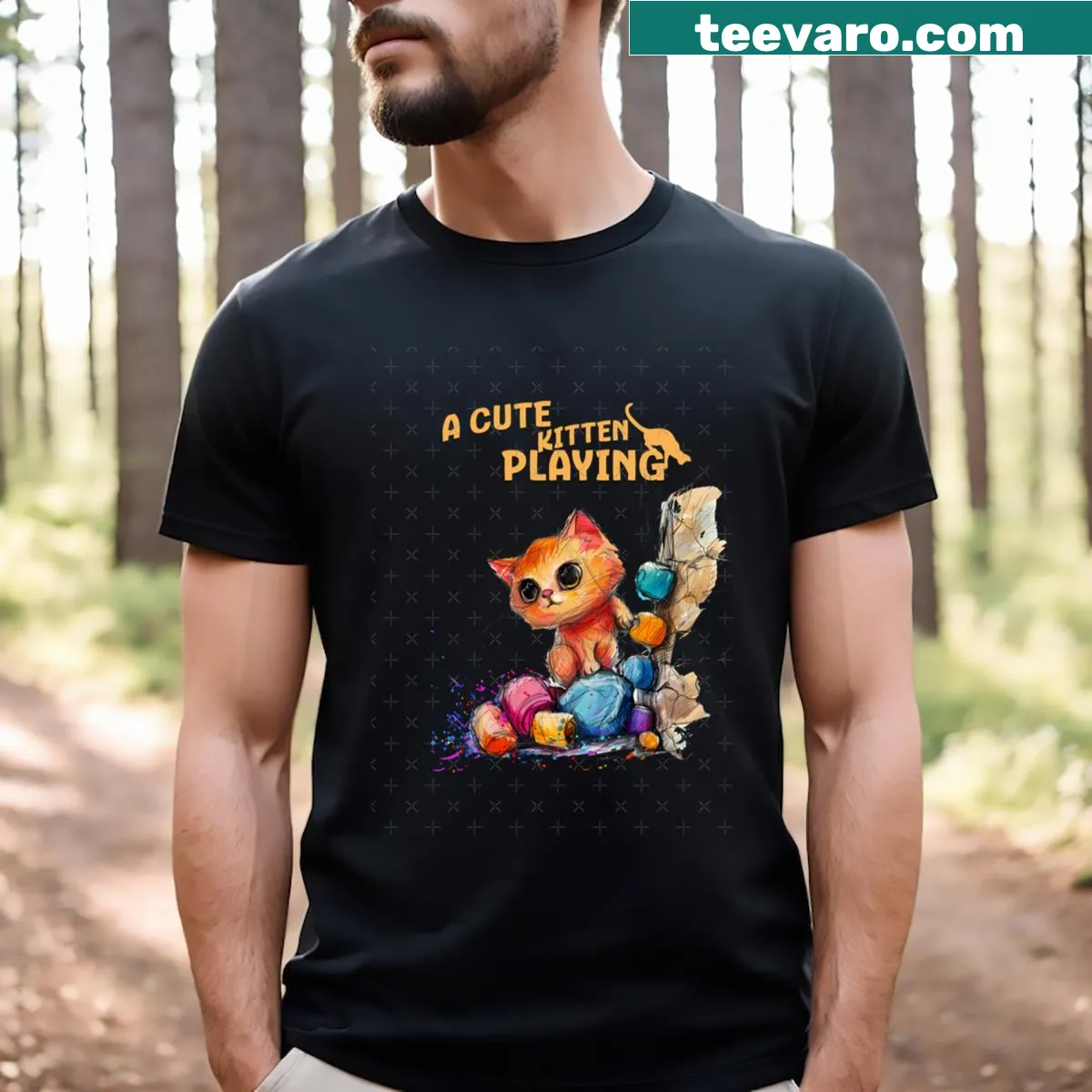 Charming kitten graphic on an active lifestyle t-shirt — on a men's t-shirt