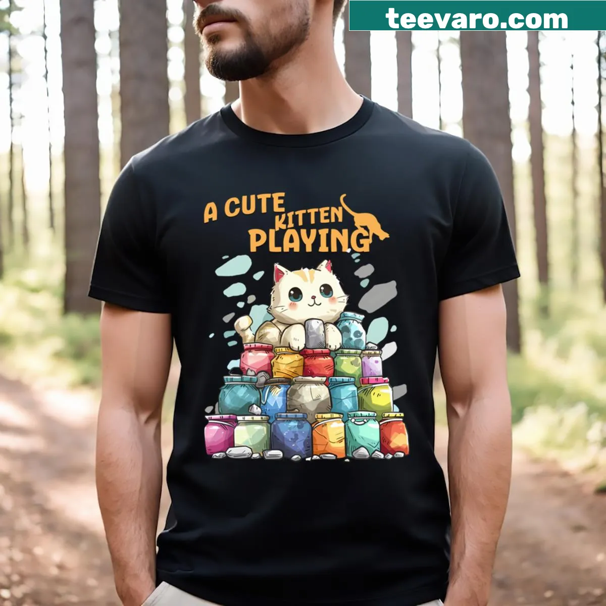 Heartwarming digital cat art on a gift-friendly t-shirt — on a men's t-shirt