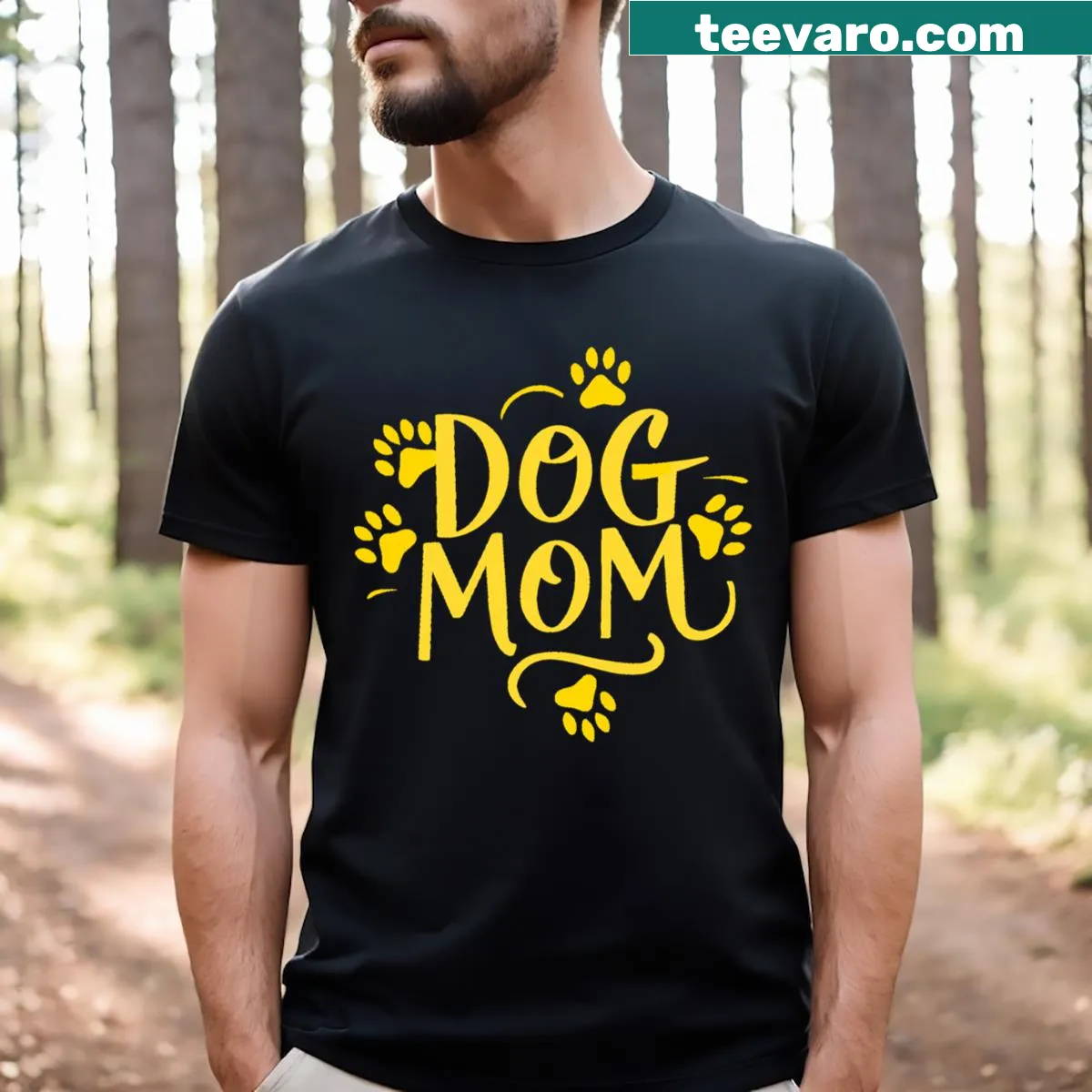 Heartfelt Dog Mom T-shirt celebrating dog ownership — on a men's t-shirt