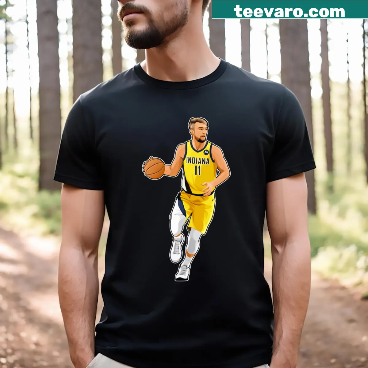 Basketball-themed T-shirt featuring Domantas Sabonis phrase — on a men's t-shirt