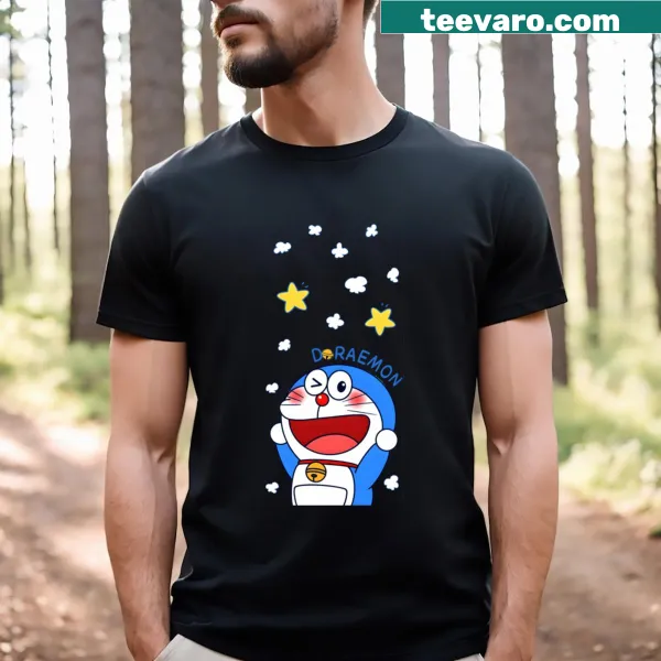 Doraemon graphic T-shirt designed for fans of the series