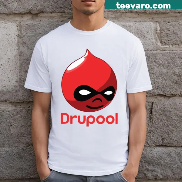 Cartoonish design inspired by Deadpool on a T-shirt