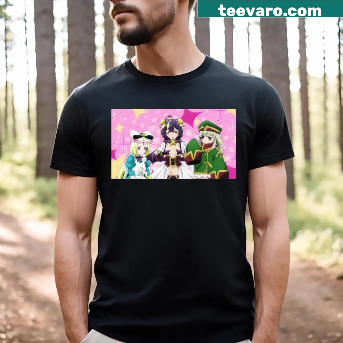 Playful magical girl-themed t-shirt with whimsical design elements. — on a men's t-shirt