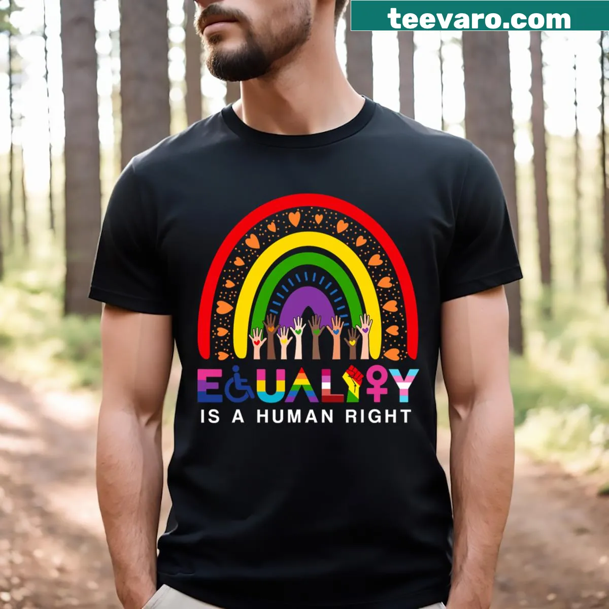 T-shirt featuring the message 'Equality Is A Human Right' for LGBT Pride — on a men's t-shirt