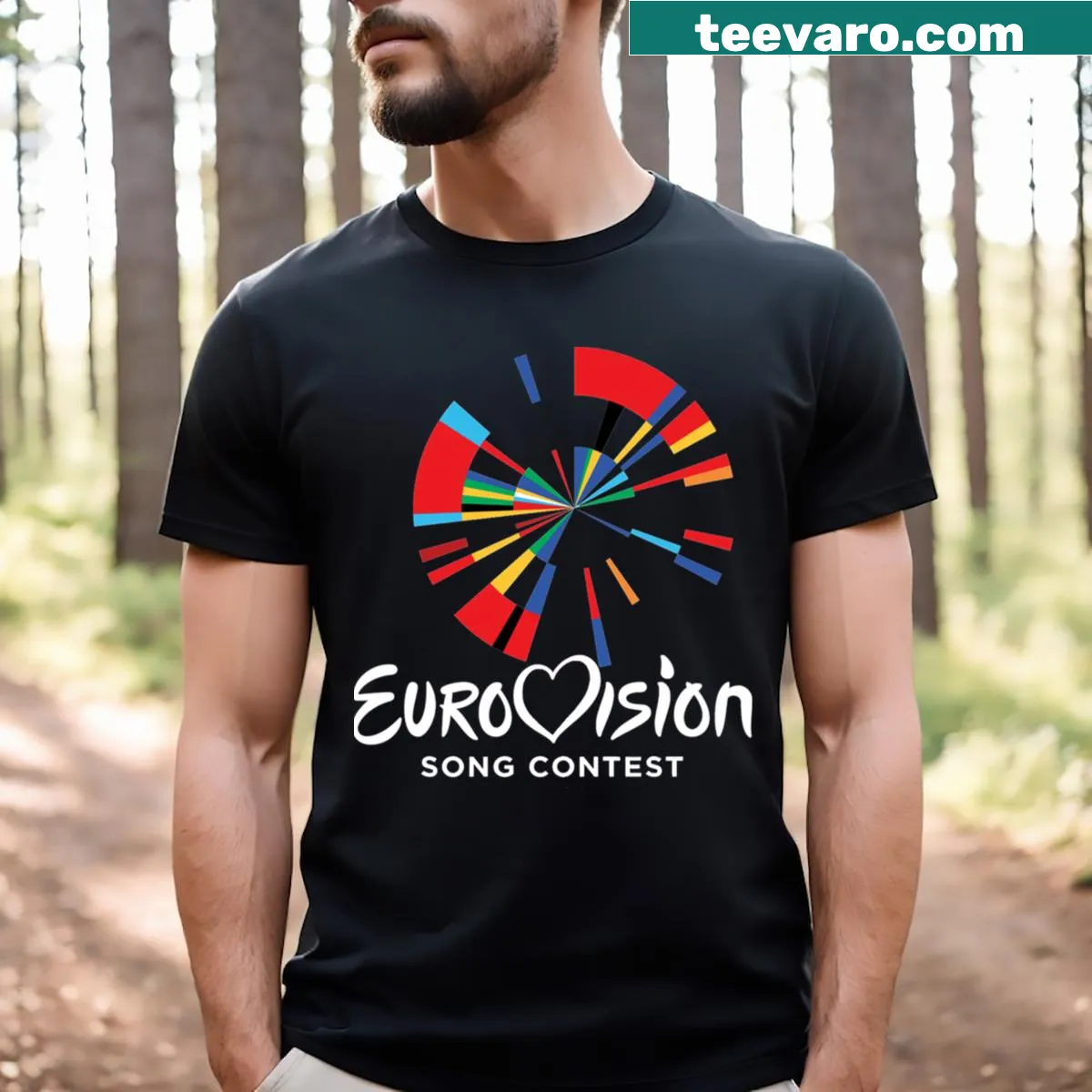 Illustrated Eurovision Song Contest logo on a T-shirt — on a men's t-shirt