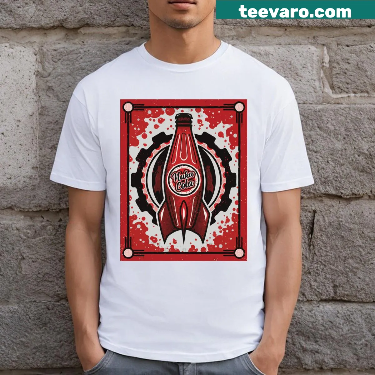 Illustration of Nuka Cola from Fallout on T-shirt — on a men's t-shirt
