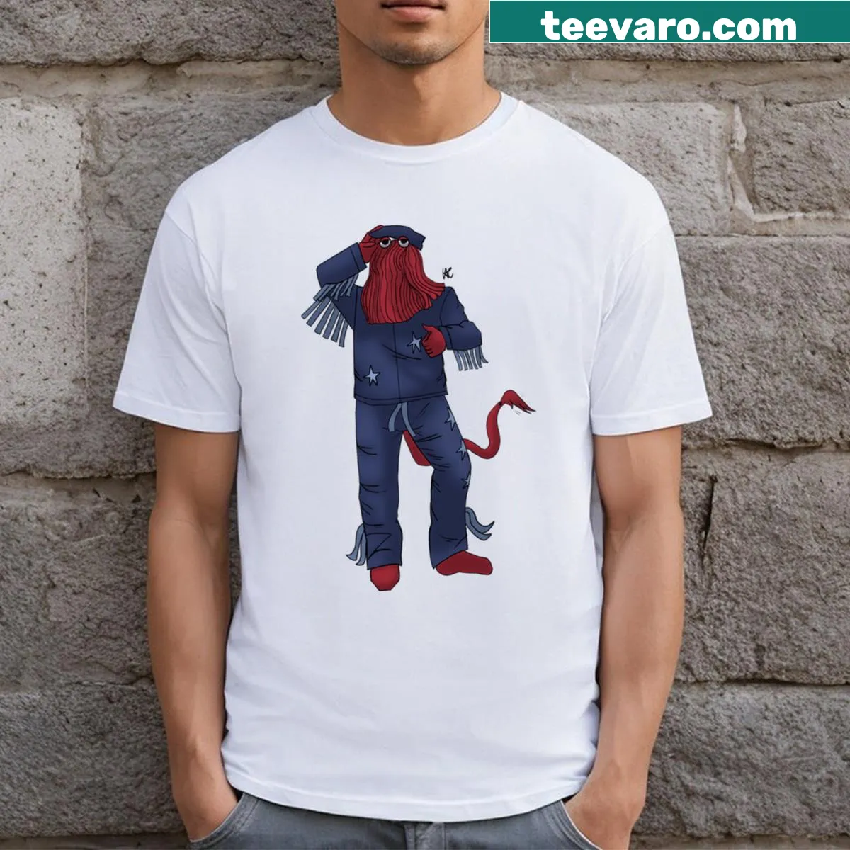 Funny Fancy Red Guy T-shirt with humorous typography. — on a men's t-shirt
