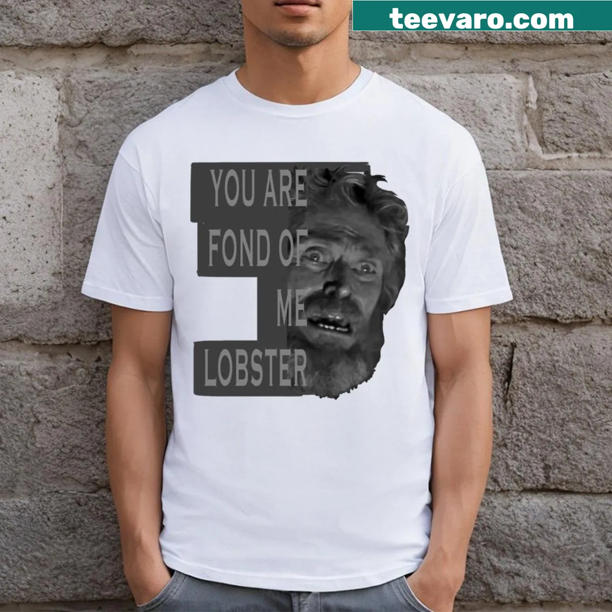 Cute lobster illustration on t-shirt expressing love for seafood — on a men's t-shirt