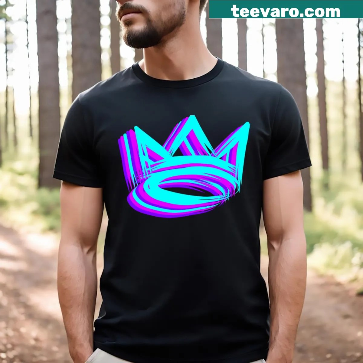 Abstract typographic design with letters and numbers — on a men's t-shirt