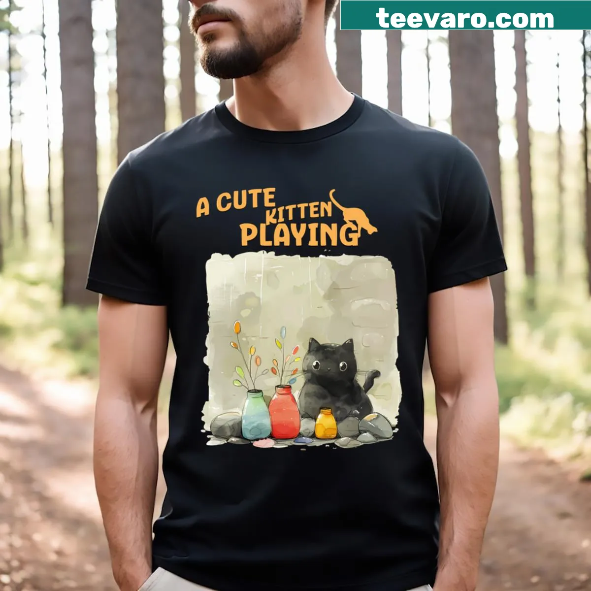 Adorable kittens design in digital art on T-shirt — on a men's t-shirt
