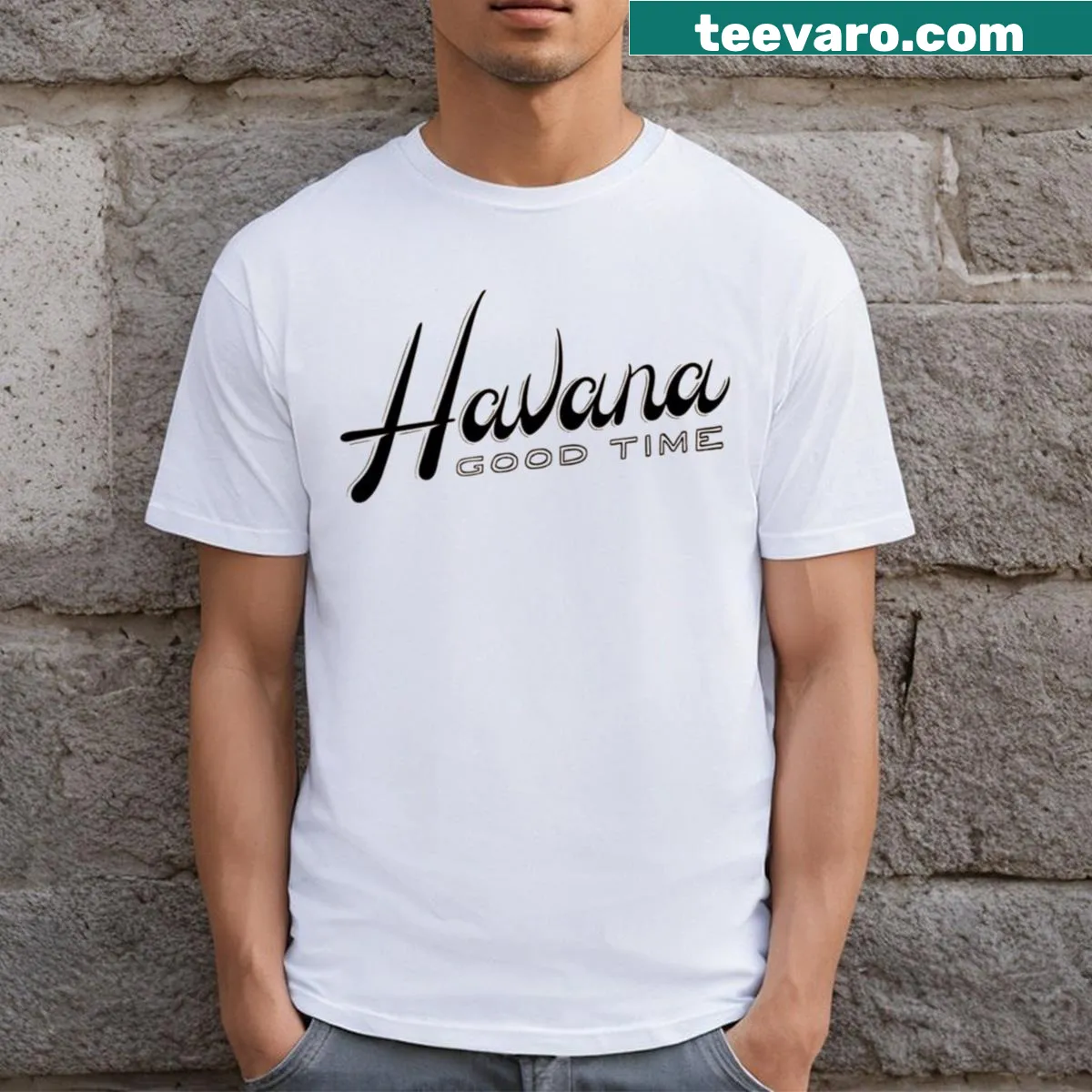 T-shirt featuring the phrase Havana Is A Good Time — on a men's t-shirt