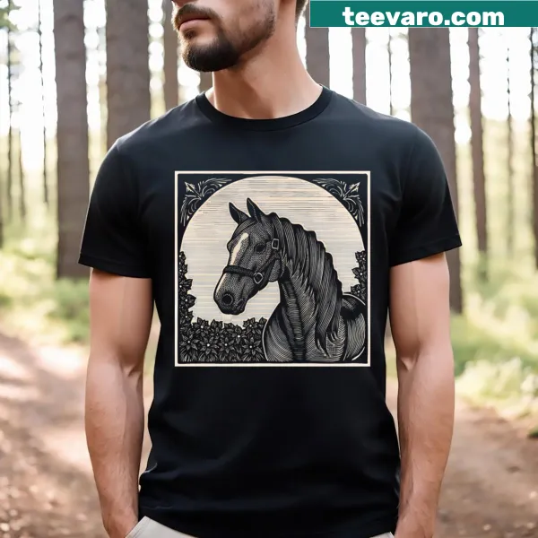 Horse sketch illustration on an essential t-shirt