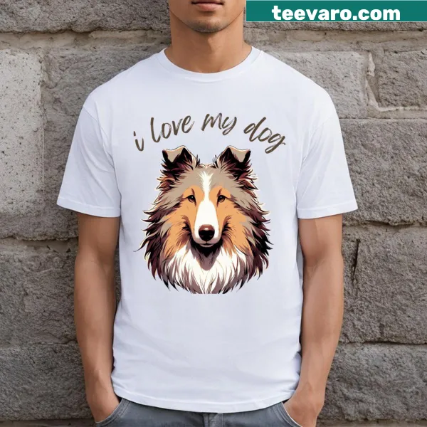 T-shirt with 'I Love My Collie' text for dog lovers